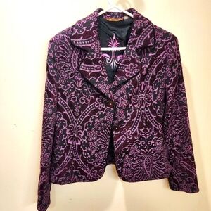 Hanna & Grace floral print Burgundy women's blazer size 12